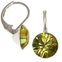 8mm Ohrringe mit Swarovski Kristall in der Farbe Limette Dunkel Gelb